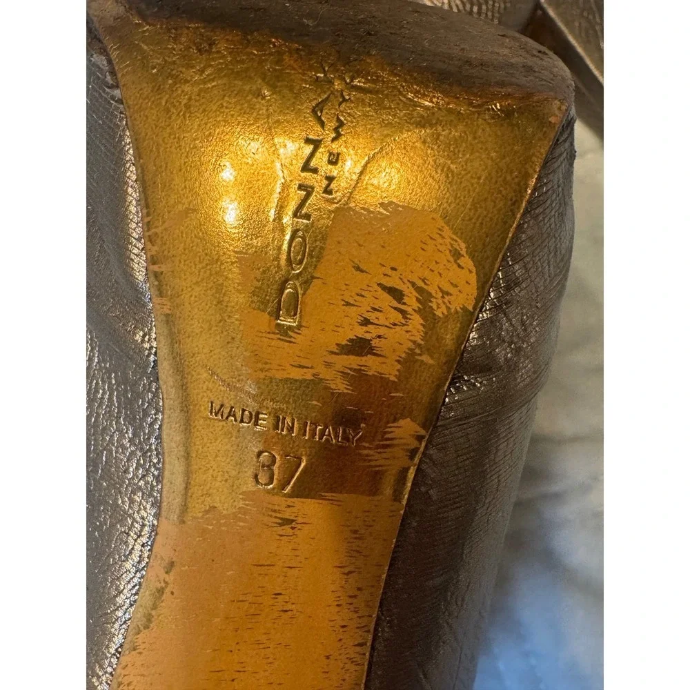 Stuart Weitzman Metallic Bronze Knee High Stiletto Platform‎ Boots Size 37 6.5